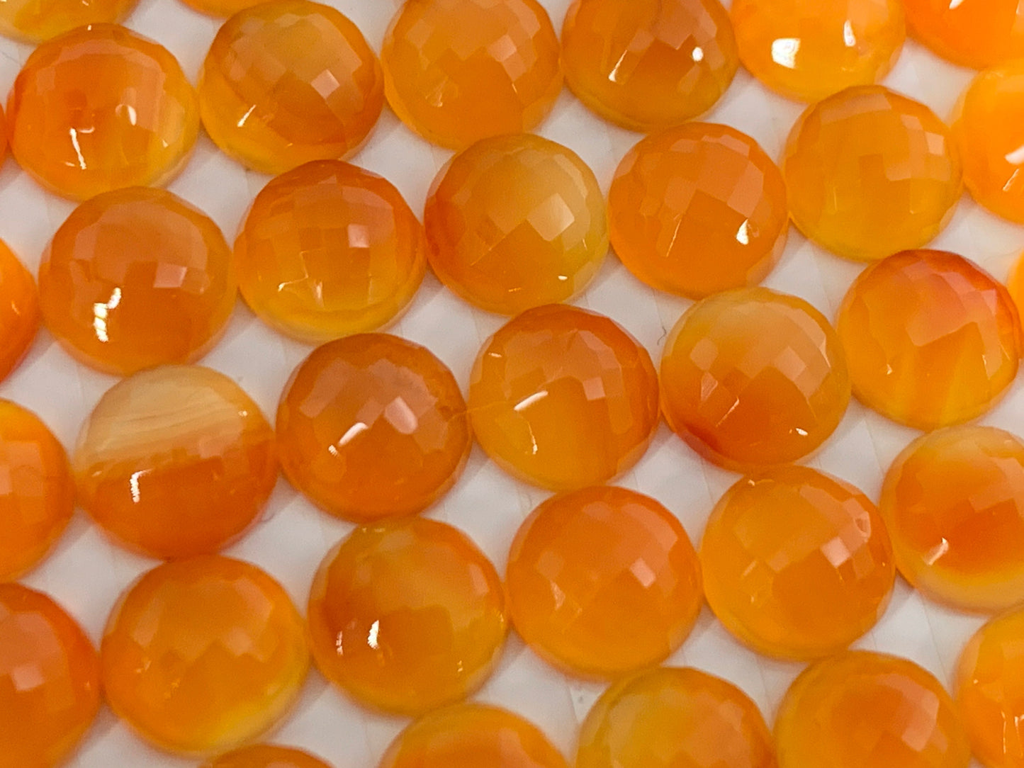 Faceted Carnelian round 8mm Cabochon