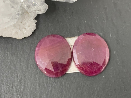 Faceted Ruby pair 12x15x3mm cabochon