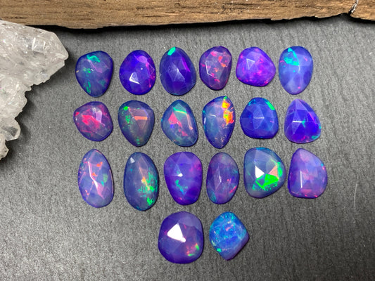 Faceted Purple Ethiopian Opal 9-11mm cabochon