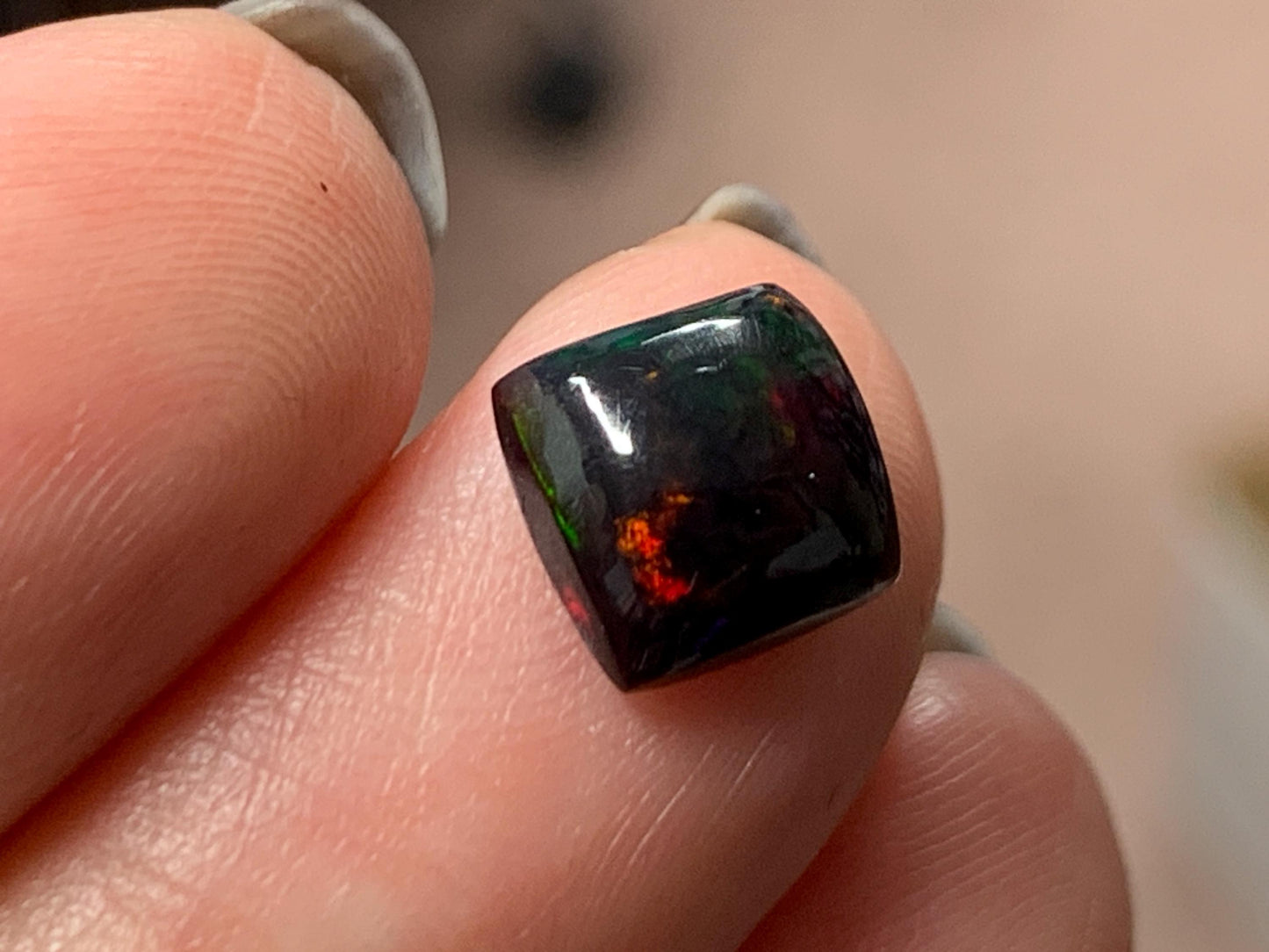 Natural Ethiopian Black Opal 8x8x4mm cabochon