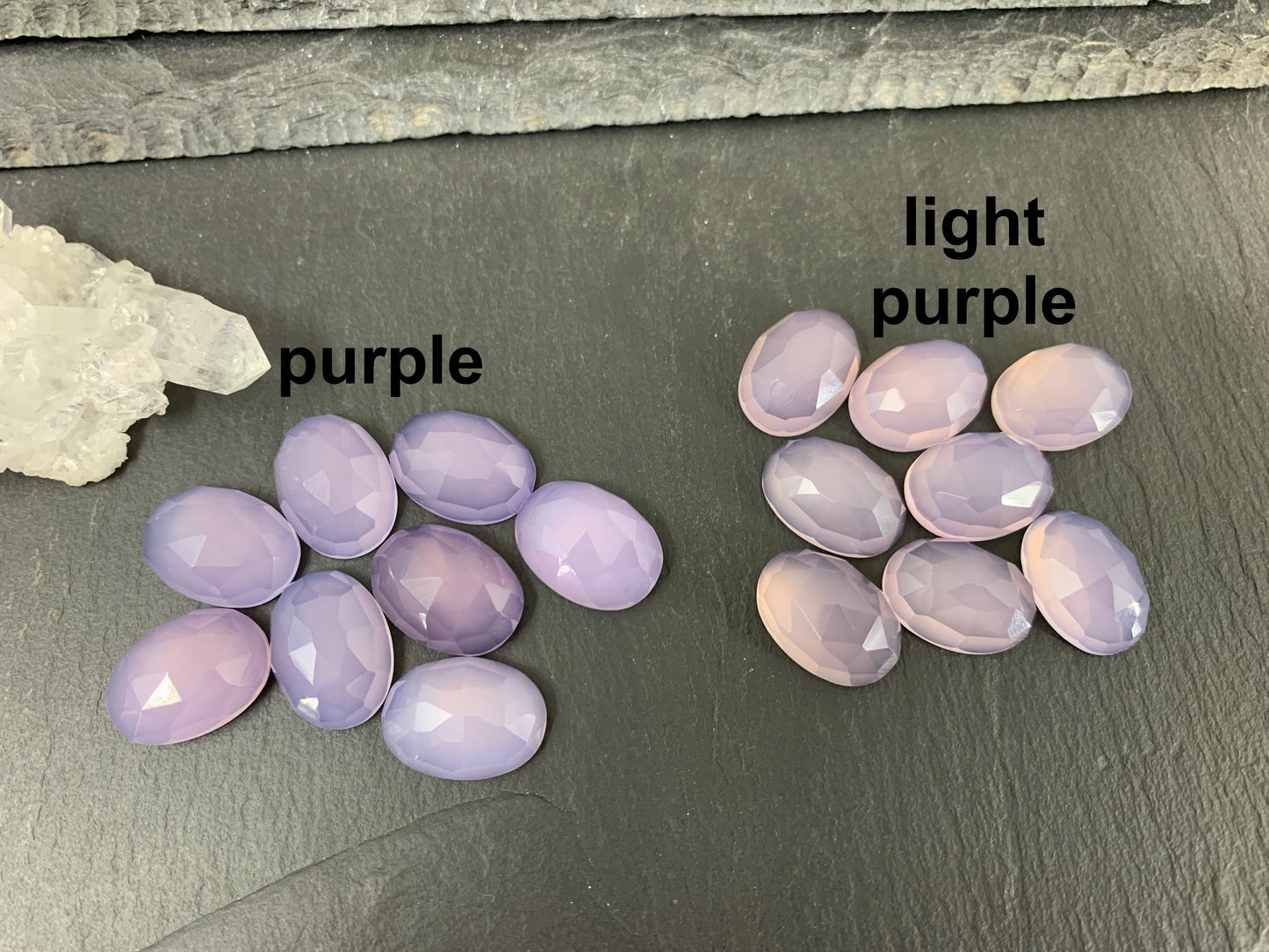 Faceted Lavender Quartz Cabochon 13x18mm - Lab Created Quartz