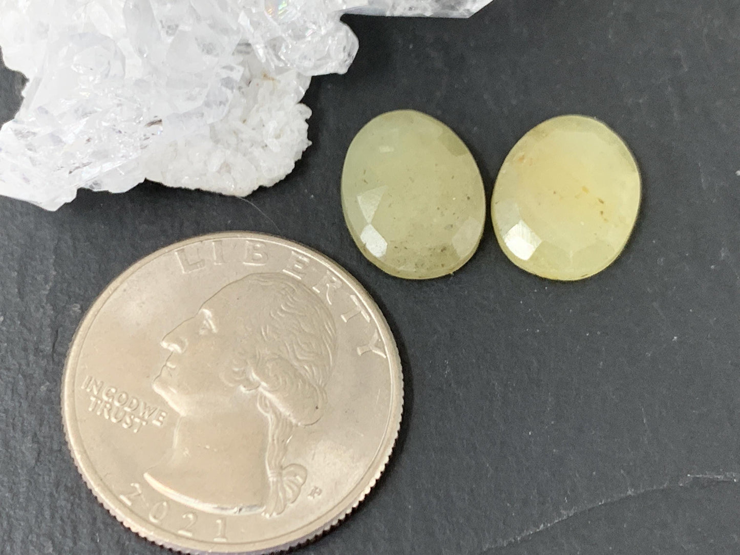 Faceted Yellow Sapphire pair 10x13x3mm cabochon
