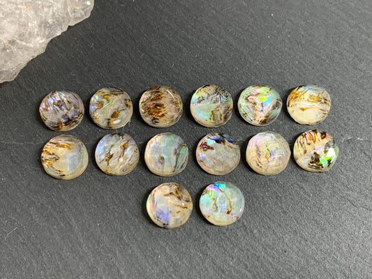 Faceted Abalone Crystal round 10mm doublet cabochon