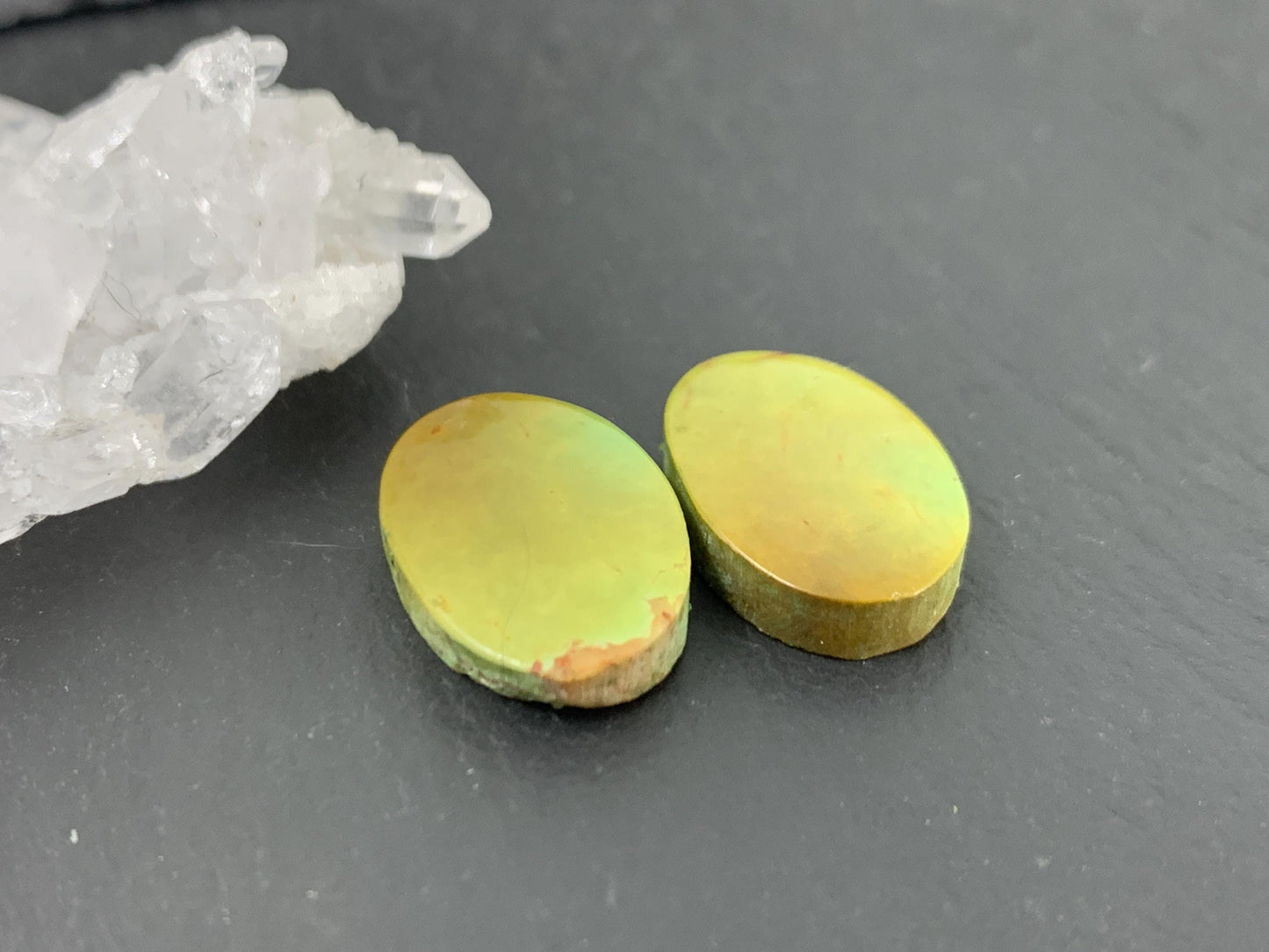 Tibetan Turquoise Pair 11x16mm Cabochon - Hand Cut Cabochon