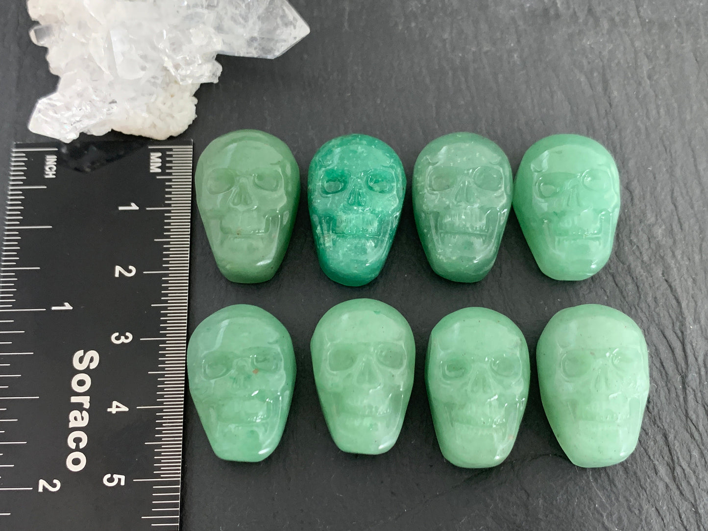 Green Aventurine skull 15x22mm cabochon