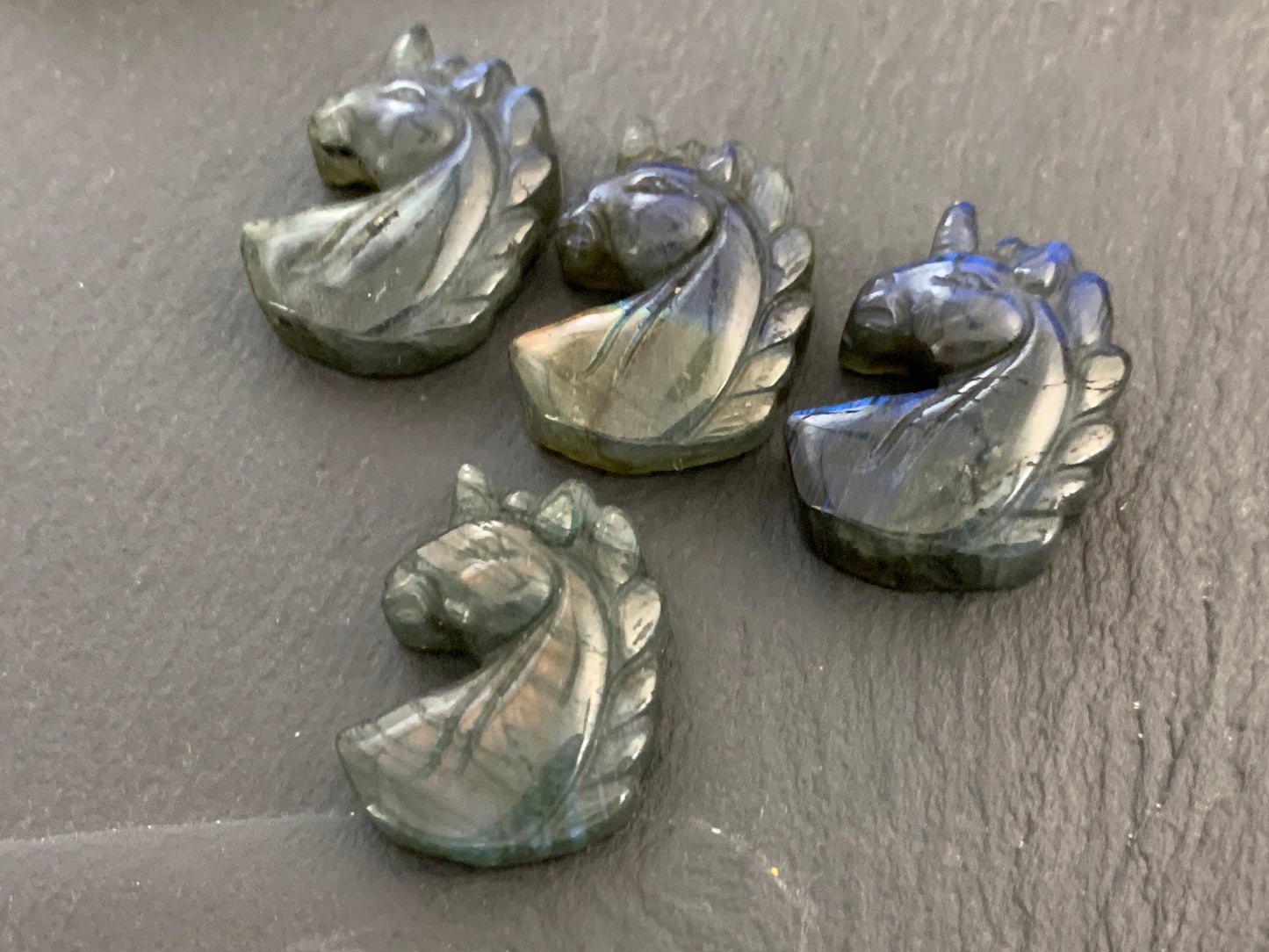 Labradorite unicorn 18x25mm cabochon carving