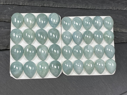 Aquamarine pear 15x20mm & 13x18mm cabochon - Calibrated cabochons