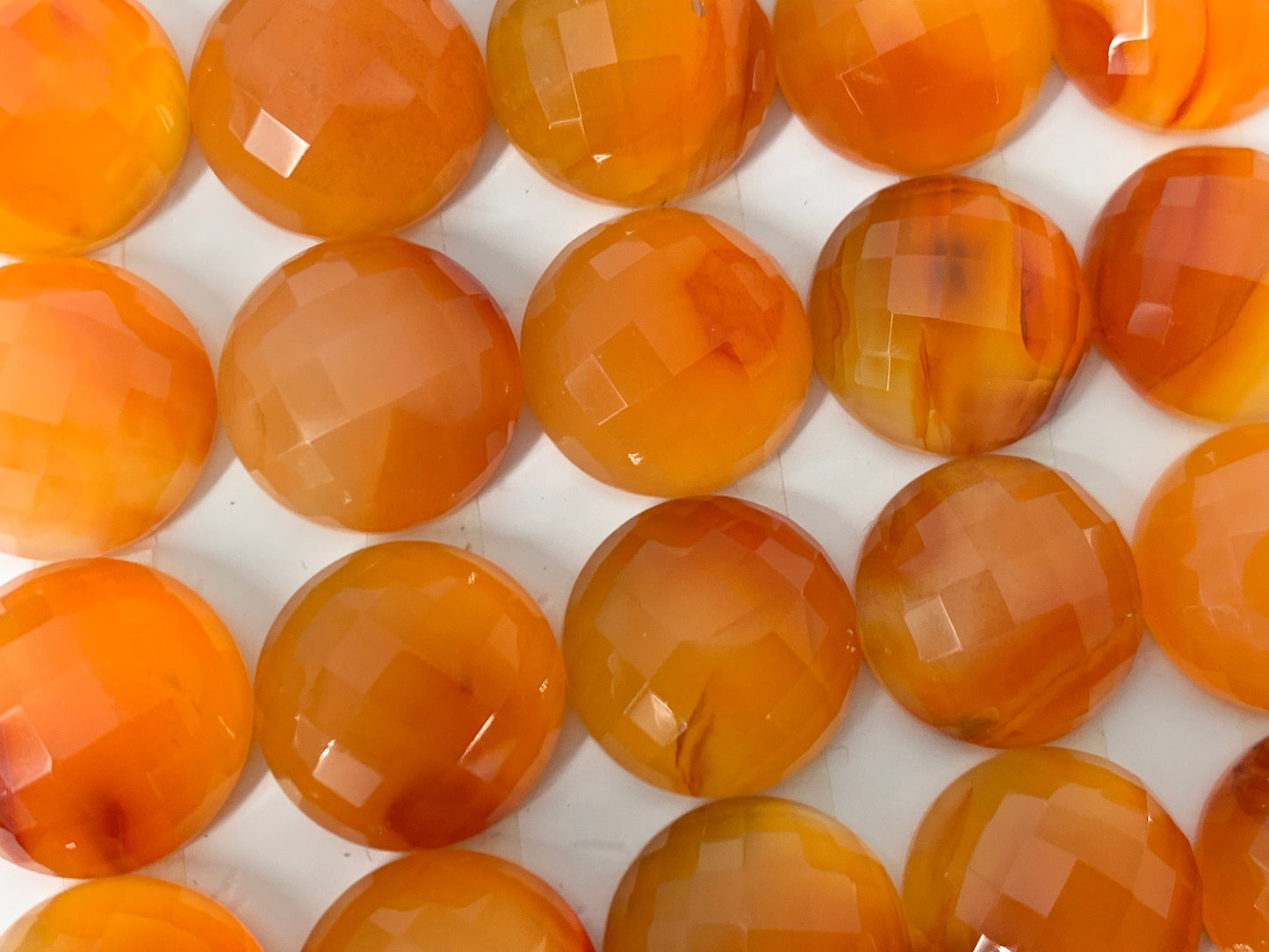 Faceted Carnelian round 13mm Cabochon - Calibrated cabochons