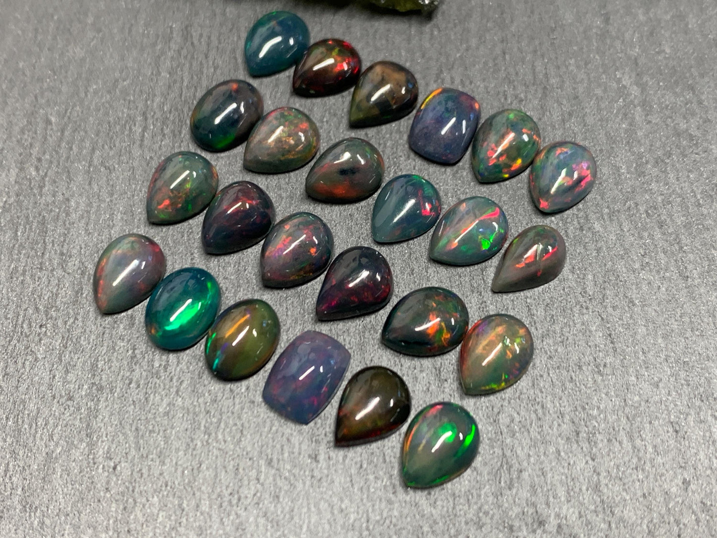 Black Ethiopian Opal pear, rectangle 6x8mm cabochon