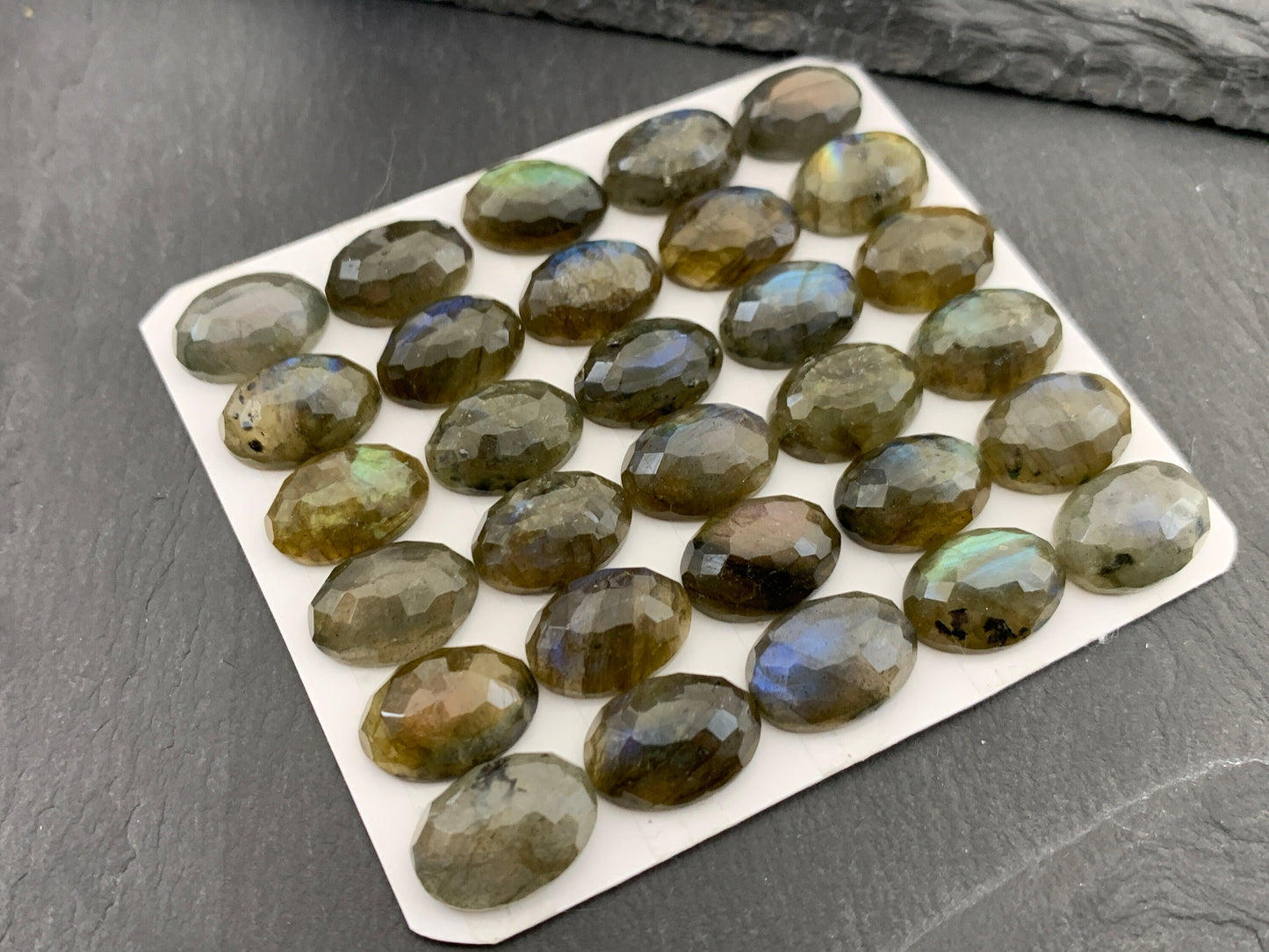 Faceted Labradorite oval 10x14mm cabochon  - Calibrated cabochons
