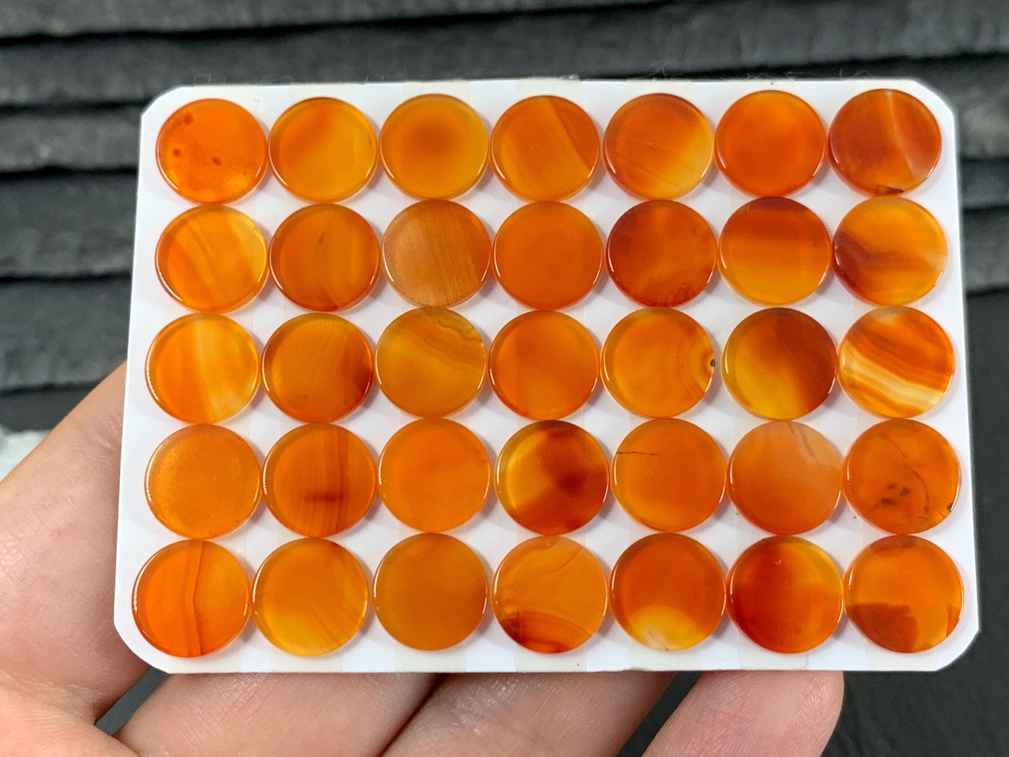 Flat Carnelian round 10mm cabochon - Calibrated cabochon