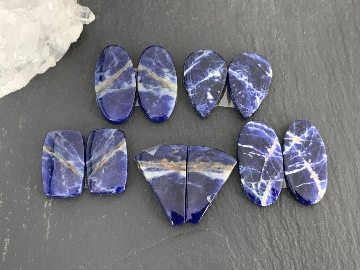 Natural Sodalite pair 18-24mm long cabochon - Select your pair of cabochons
