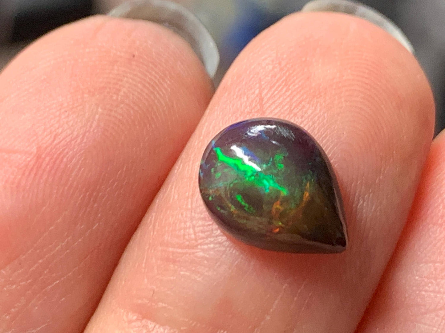 Natural Ethiopian Black Opal 8x10x4mm cabochon