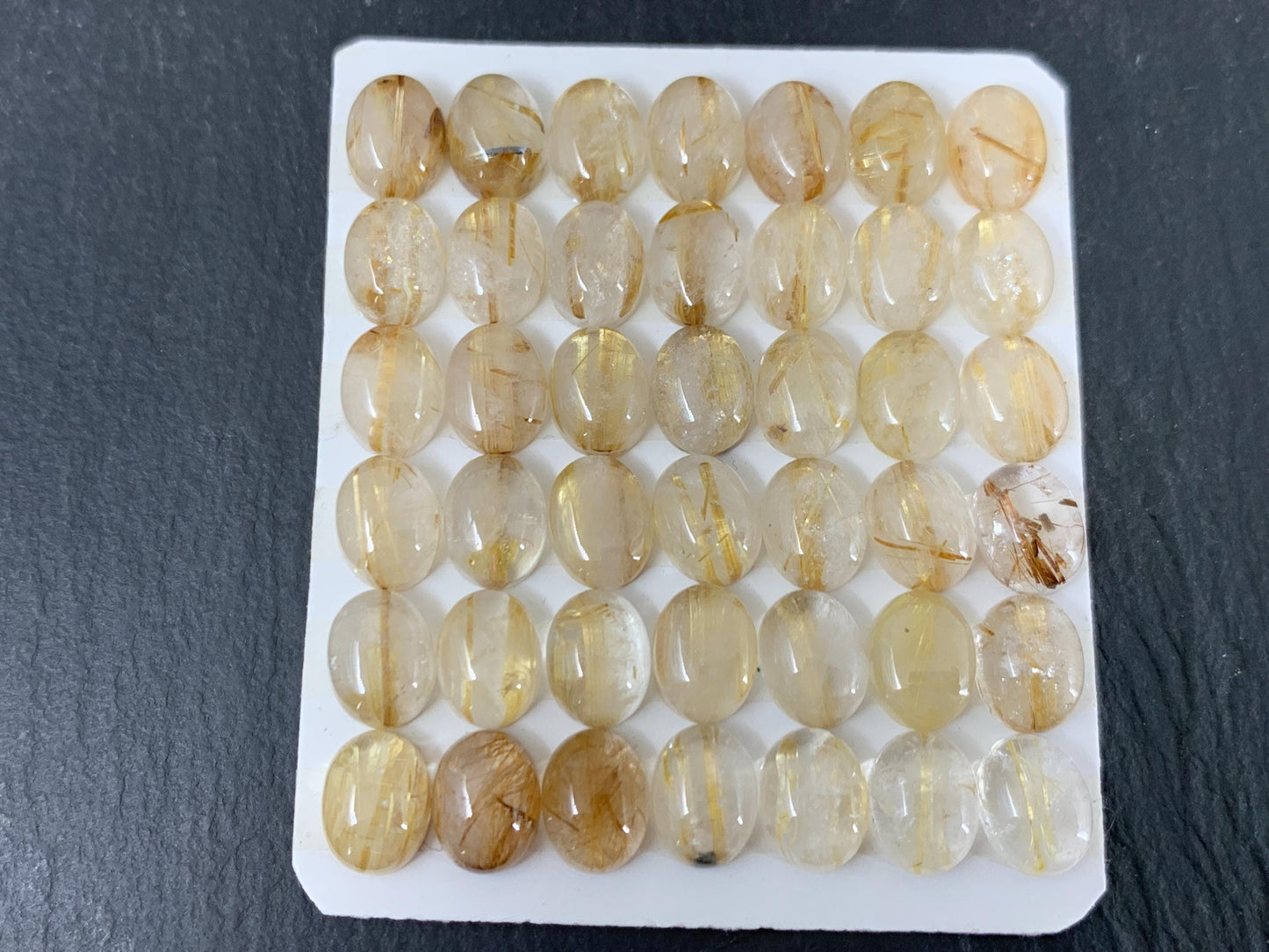 Rutilated Quartz oval 7x9mm cabochon - Calibrated cabochons