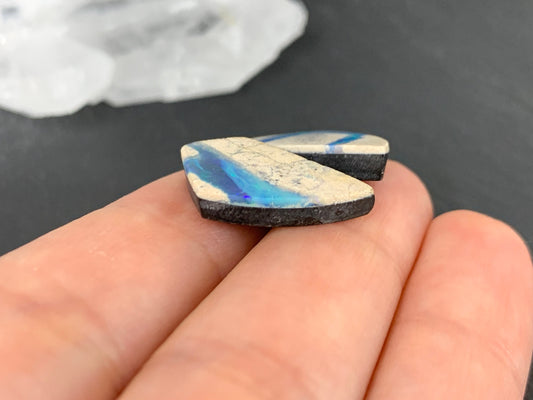Australian Opal doublet 12x20x3.5mm pair of cabochons