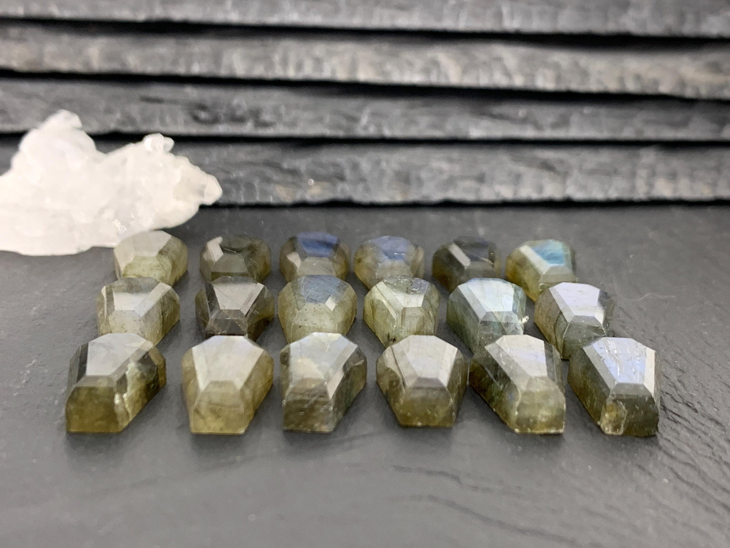 Natural Labradorite Coffin Cabochon: 10x16mm Gemstone