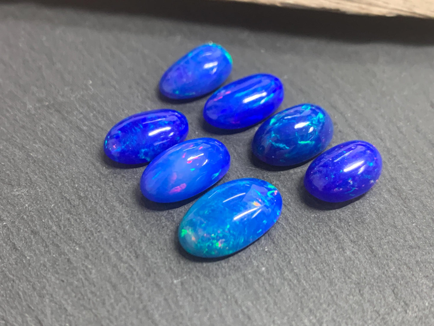 Ethiopian Opal oval 11-14mm long cabochon - Natural Opal smoked to blue color