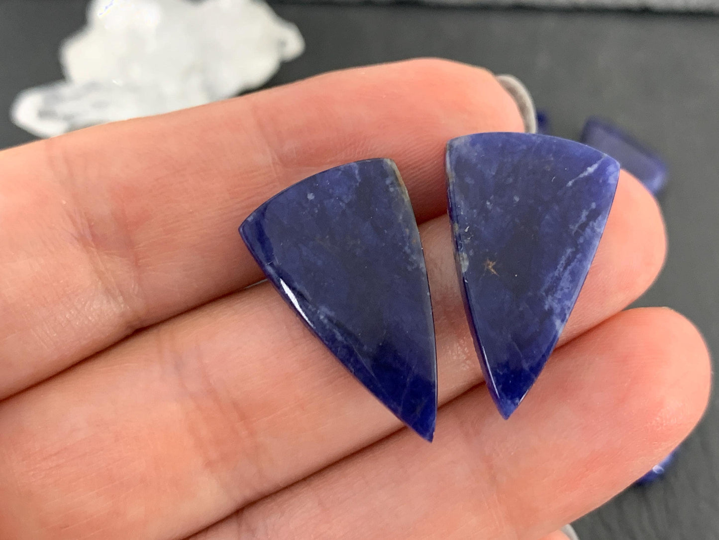 Natural Sodalite pair 24-30mm long cabochon
