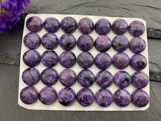 Charoite round 10mm Cabochon - Calibrated cabochons