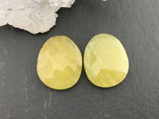 Faceted Yellow Sapphire pair 12x15x3mm cabochon