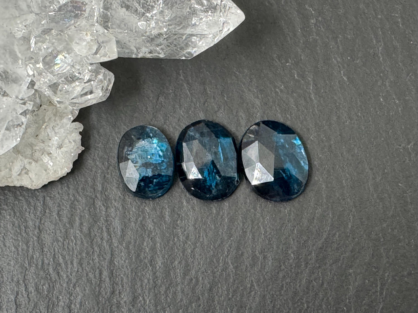 Faceted Neon Paraiba Kyanite 6x8mm, 7x9mm oval Cabochon