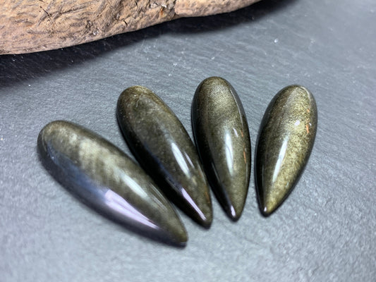 Gold Obsidian pear 10x30mm cabochon - Calibrated cabochons