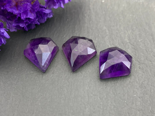 Faceted Amethyst diamond 12x13mm cabochon