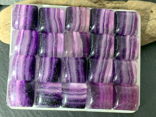 Purple Fluorite square cushion 14mm Cabochon - Calibrated cabochons