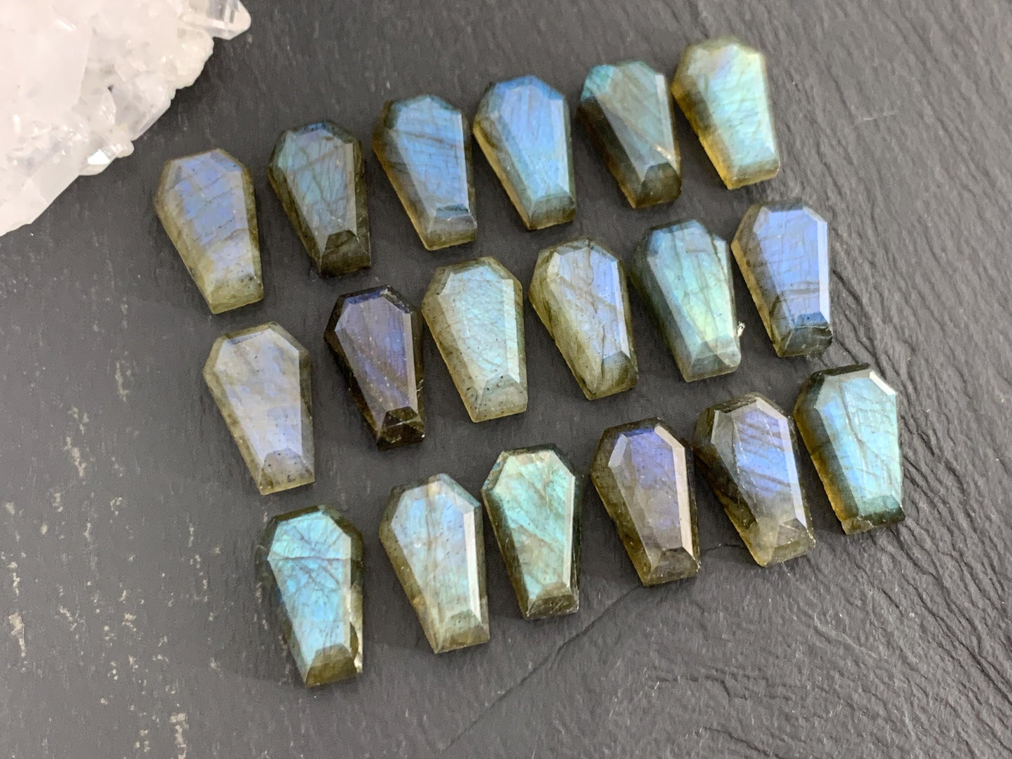 Natural Labradorite Coffin Cabochon: 10x16mm Gemstone