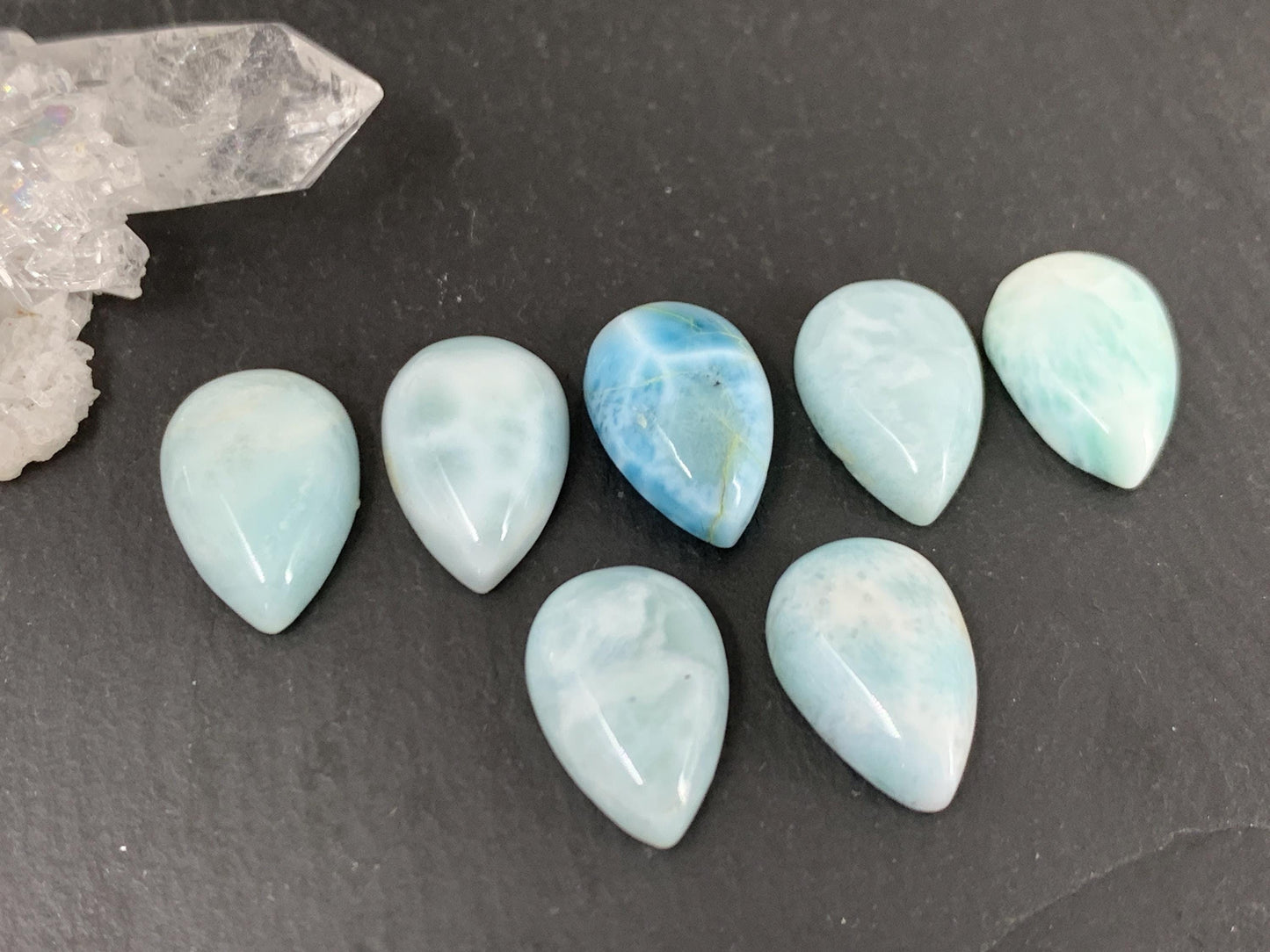 Larimar pear 10x15mm cabochon - Calibrated cabochons