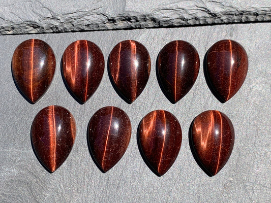 Red Tiger Eye pear 20x30mm cabochon - Calibrated cabochons