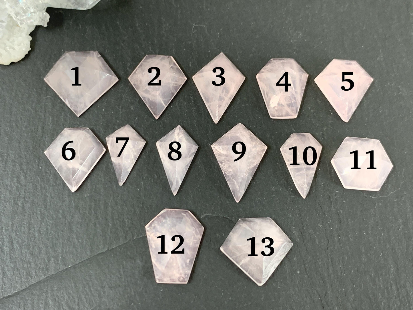 Faceted Rose Quartz  step cut cabochon.