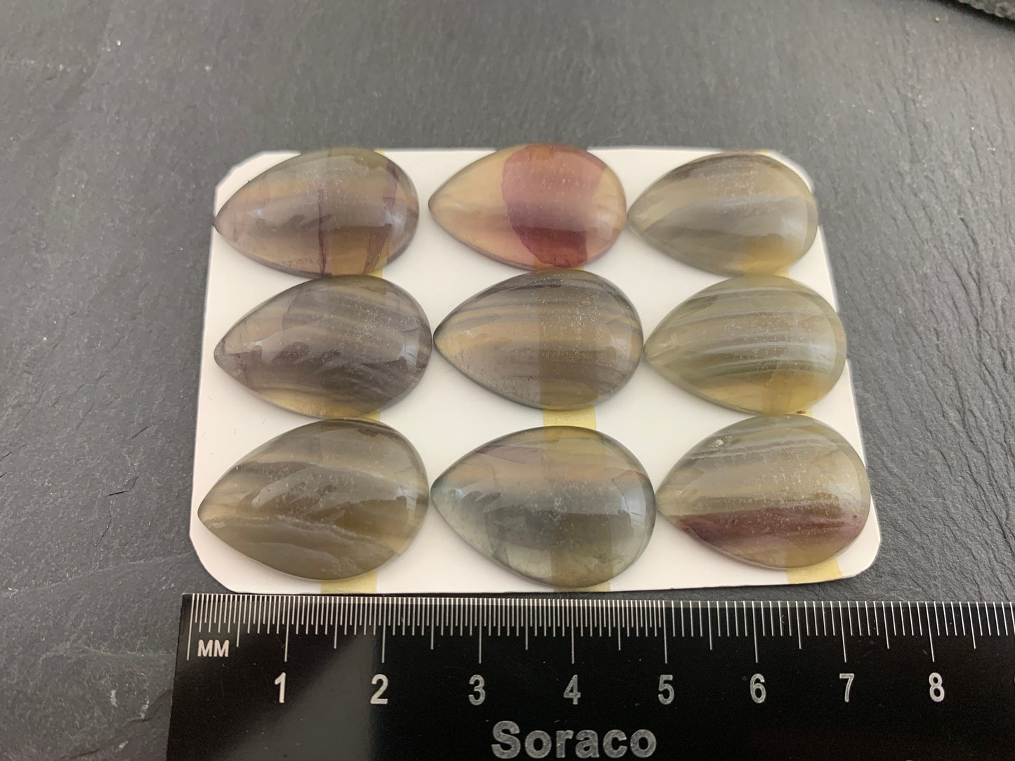 Green-Yellow Fluorite Pear Cabochon: Calibrated Gemstone (18x25mm)