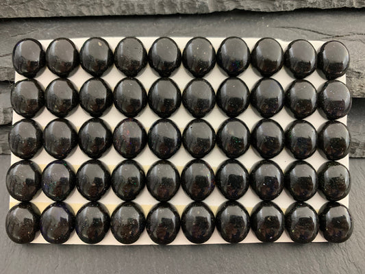 Black Andamooka Opal oval 10x12mm cabochon - Matrix Australian Opal