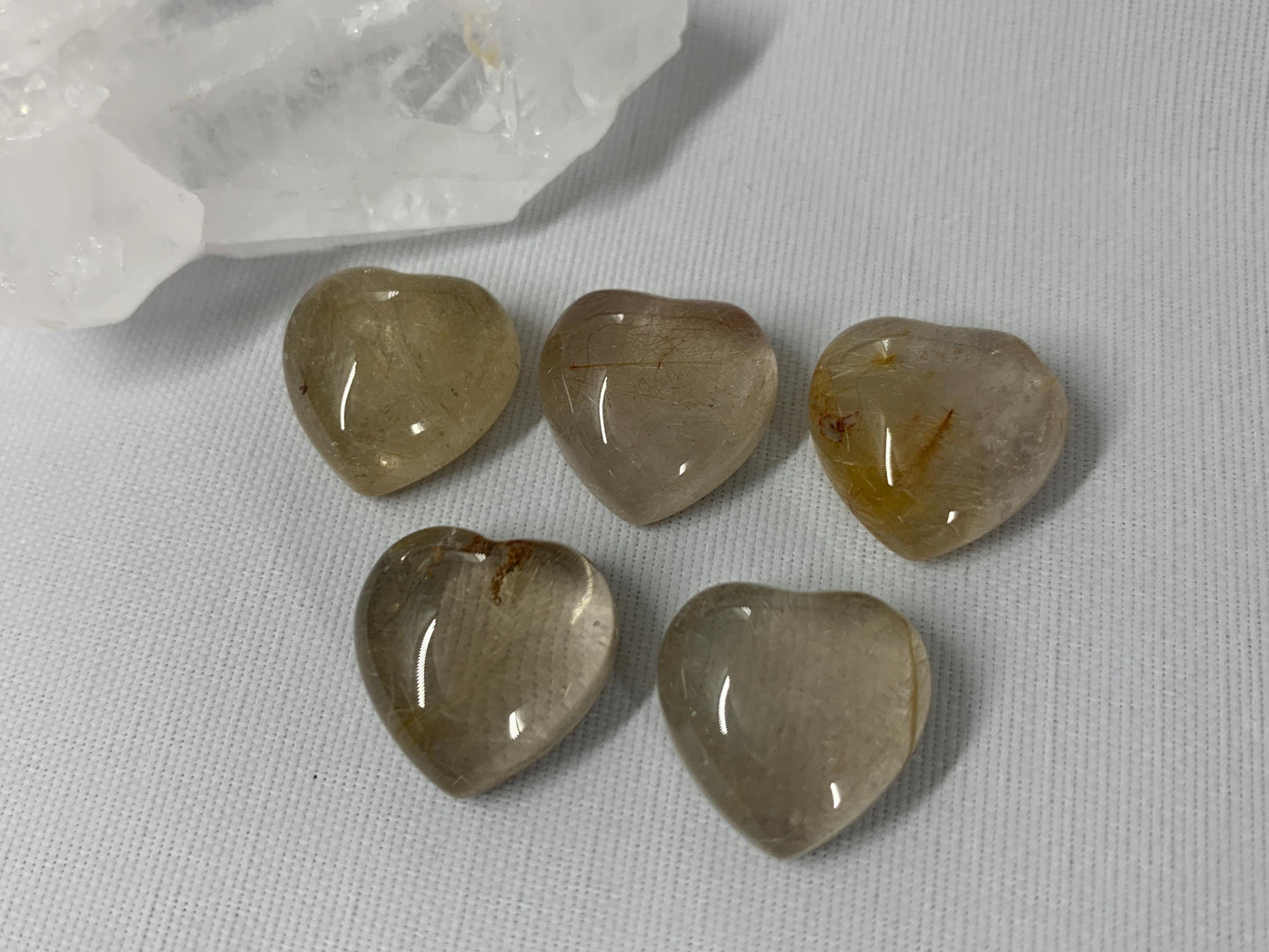 Rutilated Quartz heart 15mm cabochon - Calibrated cabochons