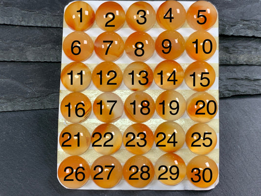 Carnelian round 13mm cabochon - Calibrated cabochons