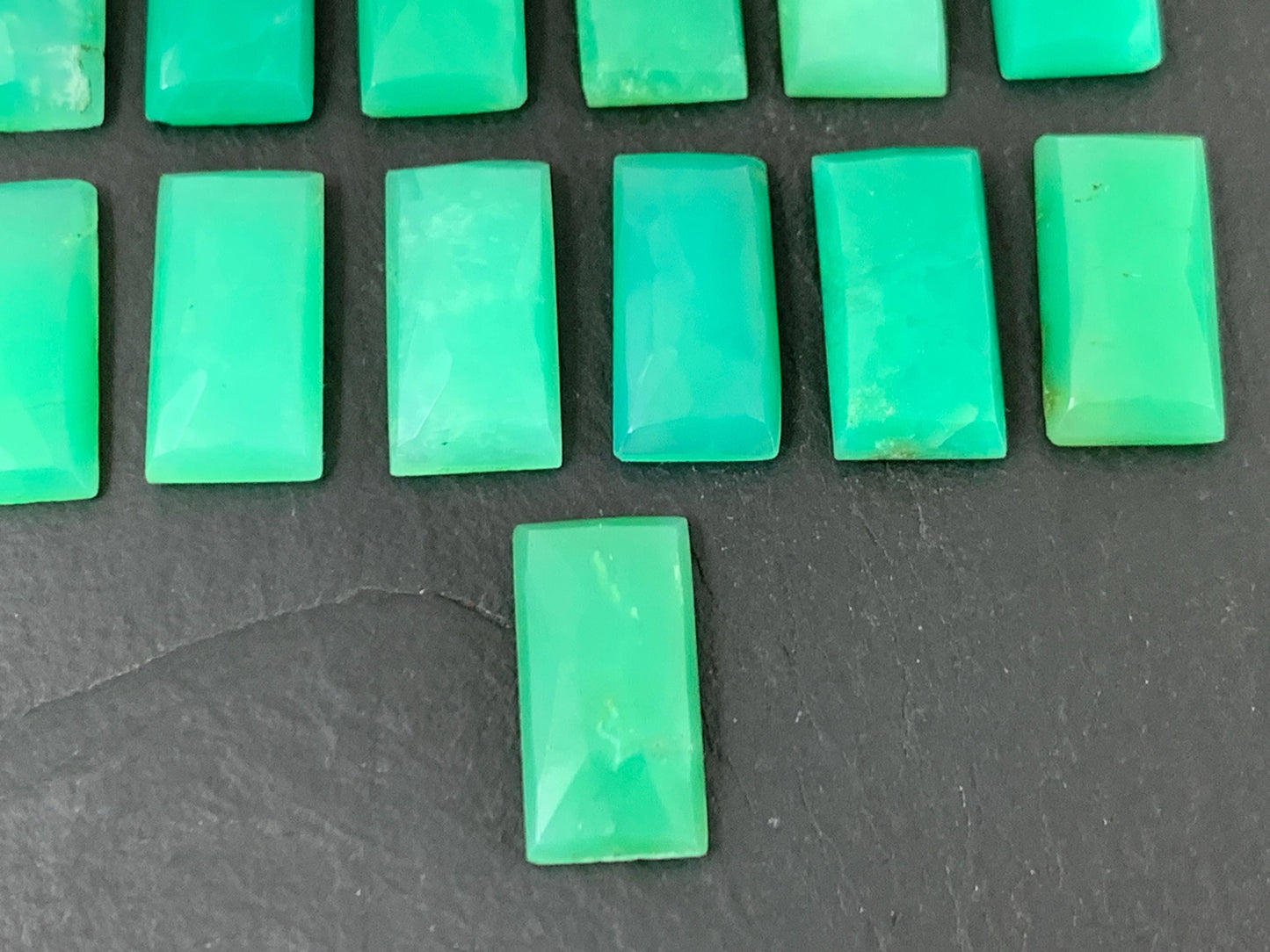 Faceted Chrysoprase Cabochon – 8x16mm Rectangle Green Gemstone for Unique Jewelry Making