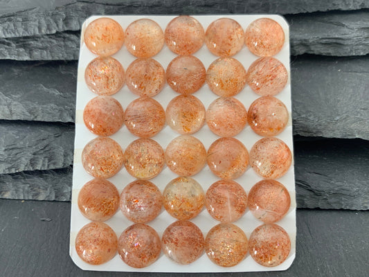 Sunstone round 12mm cabochon - Calibrated cabochons