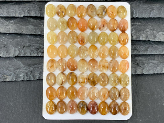Rutilated Quartz oval 6x8mm cabochon - Calibrated cabochons