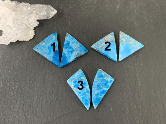 Apatite trillion, free form 20-25mm long cabochon - Buy by pair