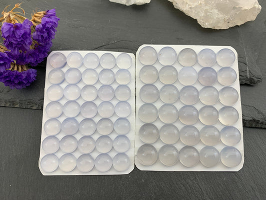 Blue Chalcedony round 10,12mm cabochon - Calibrated cabochons