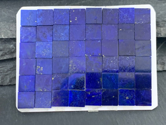 Flat Lapis Lazuli square 8x8mm cabochon - Calibrated cabochons