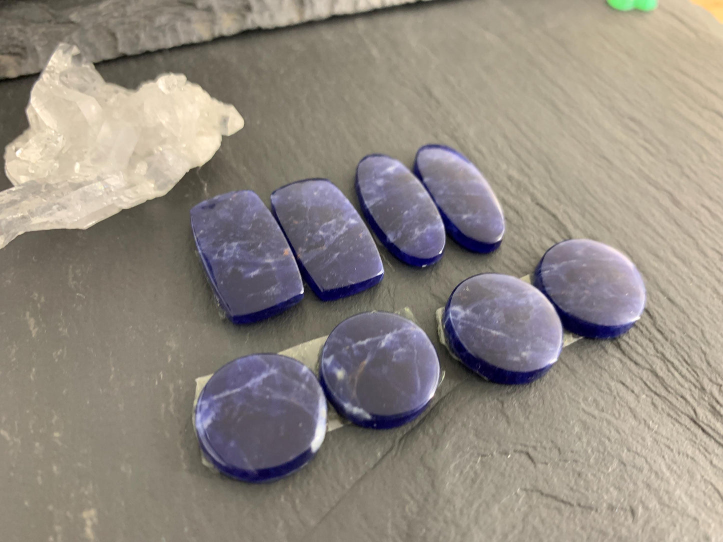 Natural Sodalite pair 15-24mm long cabochon