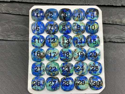 Azurite square cushion 12x12mm cabochon - Calibrated cabochons