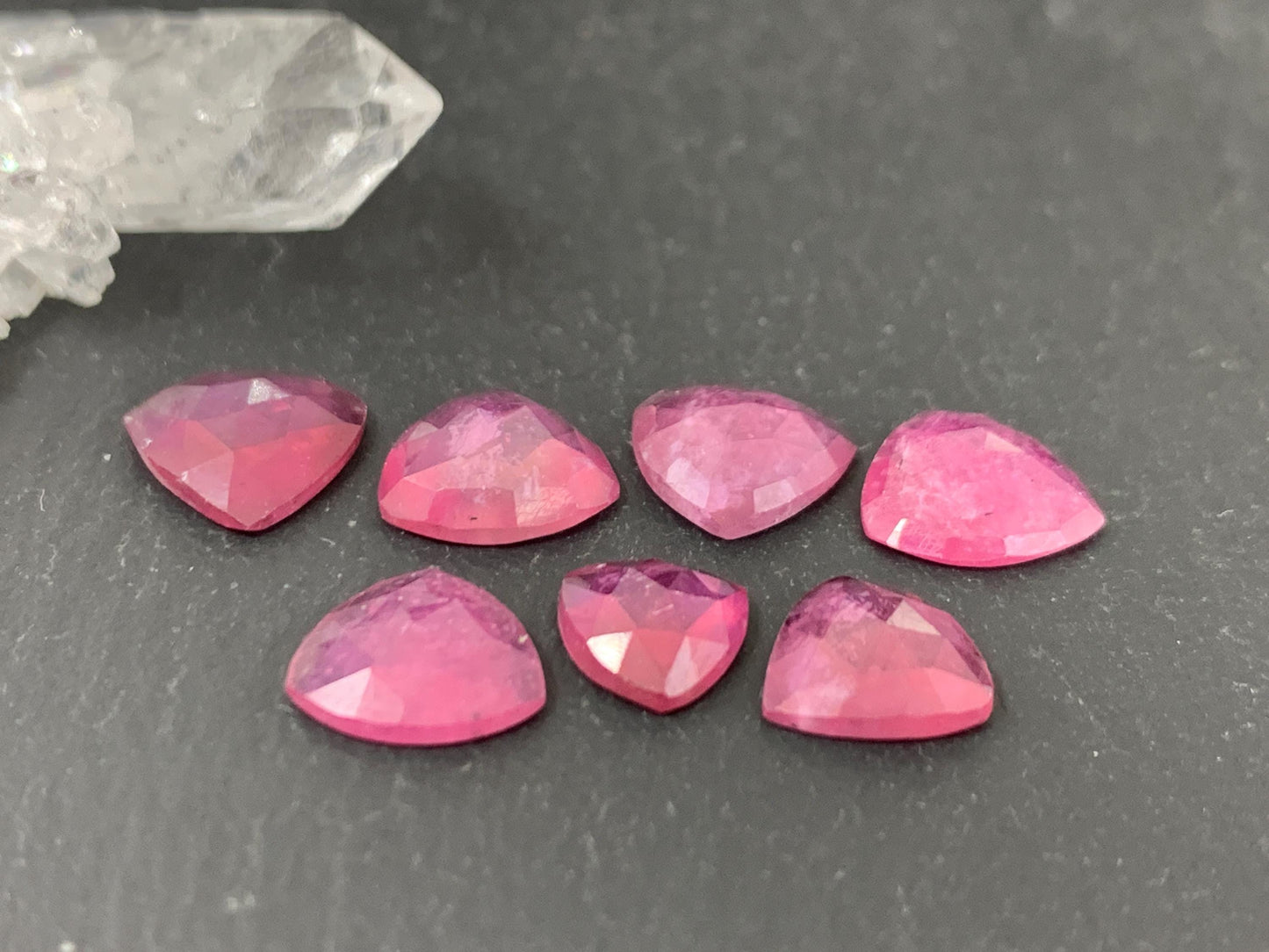Faceted Thailand pink Sapphire triangle 7-10mm mm cabochon.