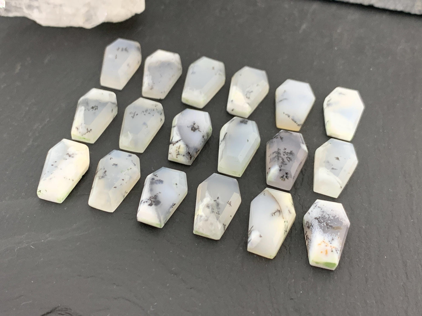 Step Cut Dendrite Opal coffin 10x16mm cabochon