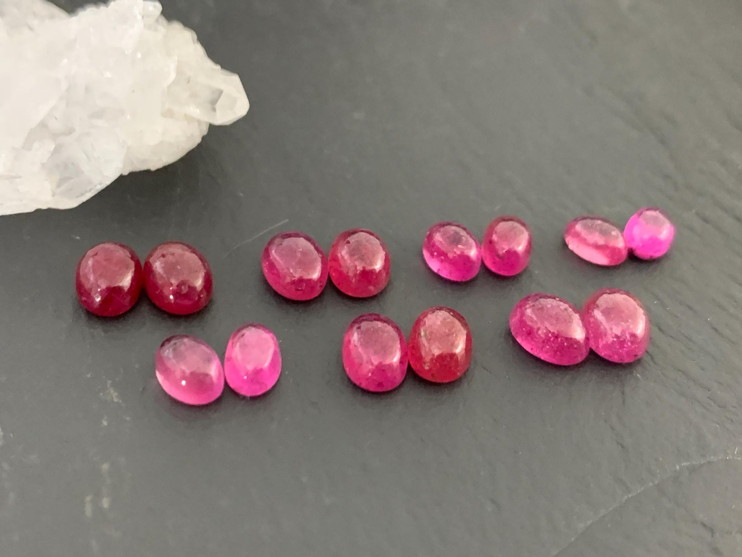 Thailand Pink Sapphire pair 6-7mm long cabochon