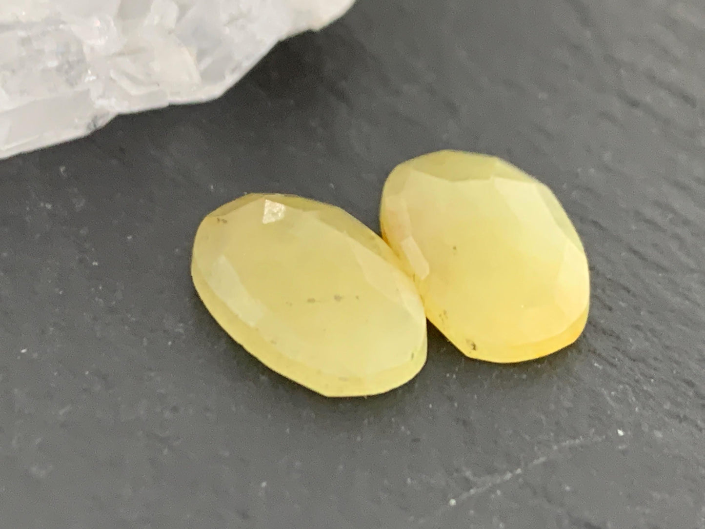 Faceted Yellow Sapphire pair 9x15x3mm cabochon