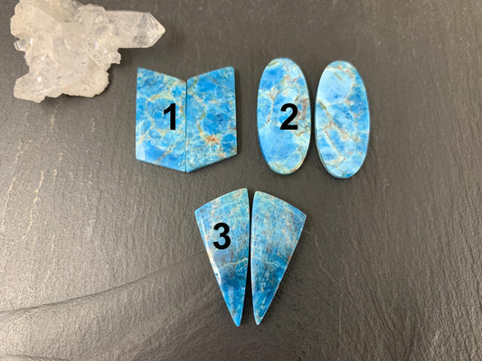 Apatite oval, free form 25-34mm long cabochon - Buy by pair