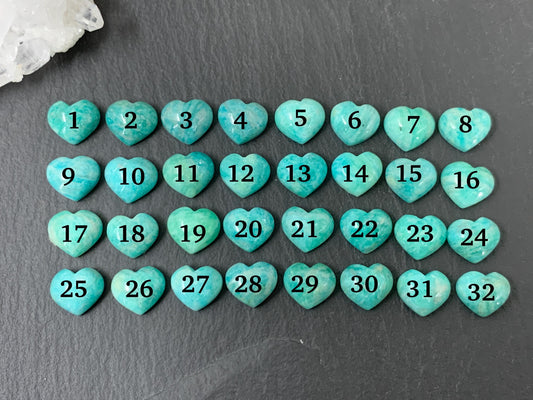 Small Amazonite heart 8x9mm cabochon
